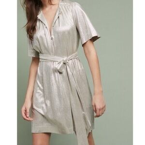 Sabina Musayev Mercury Gold Shimmer Shirtdress‎